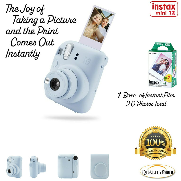  Fujifilm Instax Mini 12 Instant Film Camera (Pastel Blue),  Fuji Instax Film Value Pack 30 Sheets, Protective Case, Instax Gift Bundle  : Electronics
