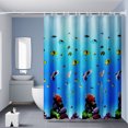 thumbnail image 1 of Waterproof shower curtain underwater world single curtain without rod width 200*height 180 (with hanging ring), 1 of 1