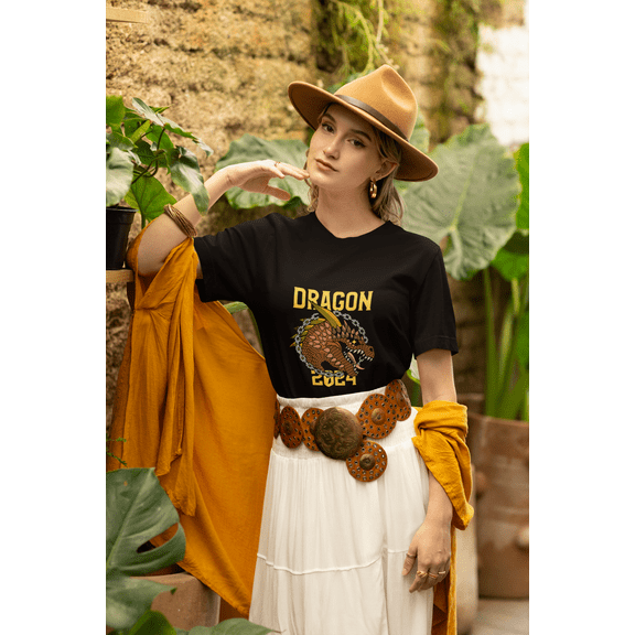 Streetwear Graphic themed Unisex Jersey Short Sleeve Tee Dragon Year 2024