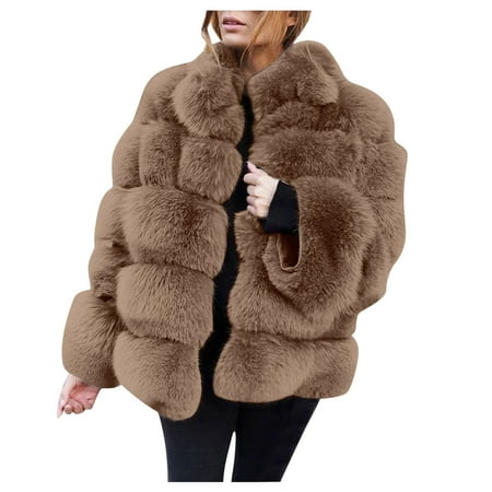 

Plus Size Winter Coats For Women Warm Long Fox Faux Fur Mink Coat Open Front Cardigan Cotton-padded Overcoat Fleece Parka Jacket
