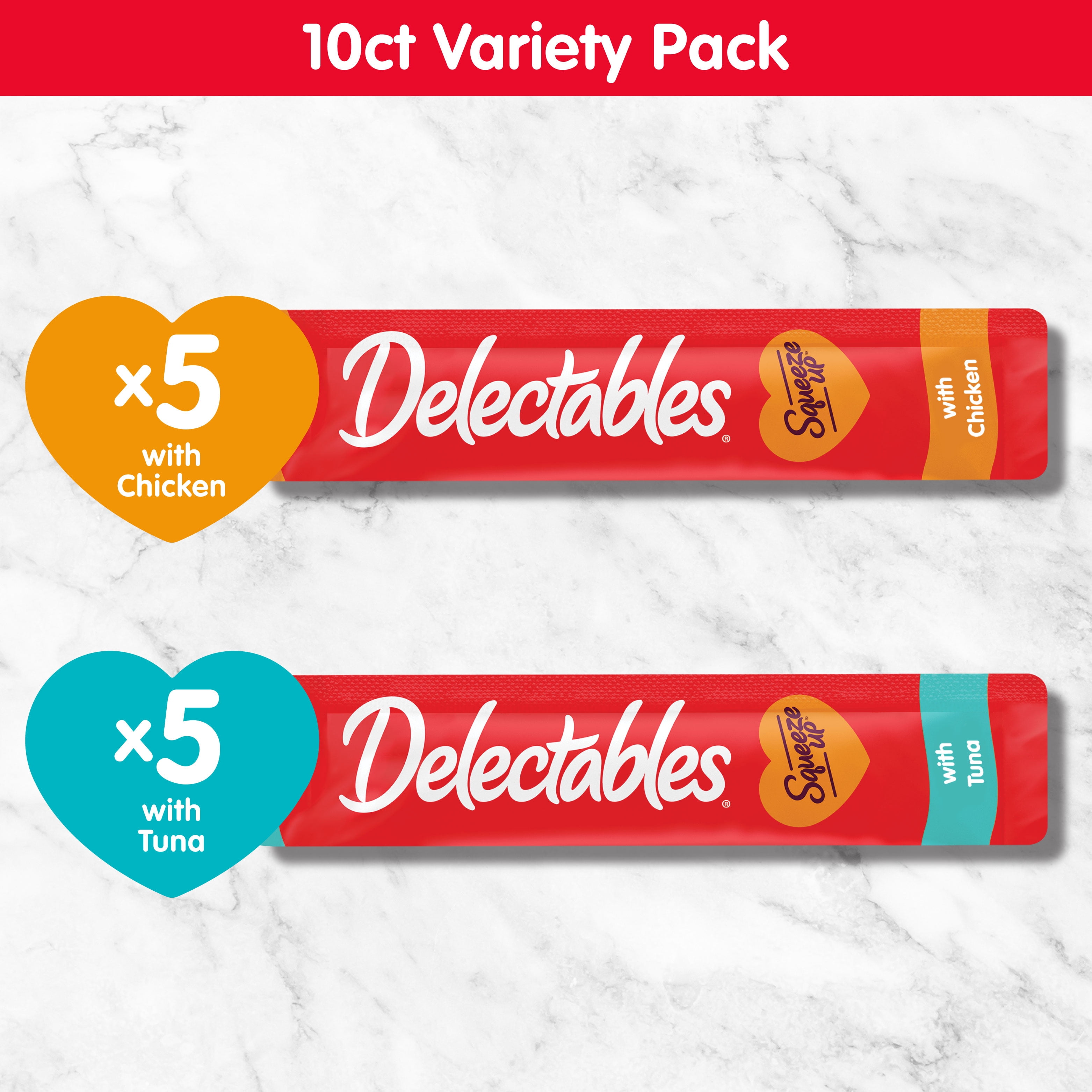 Delectables Squeeze Up Lickable Cat Treats, Chicken &amp; Tuna Variety Pack, 10 Count
