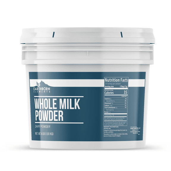 Earthborn Elements Whole Milk Powder 1 Gallon, Light Sweet Taste, Bulk Size