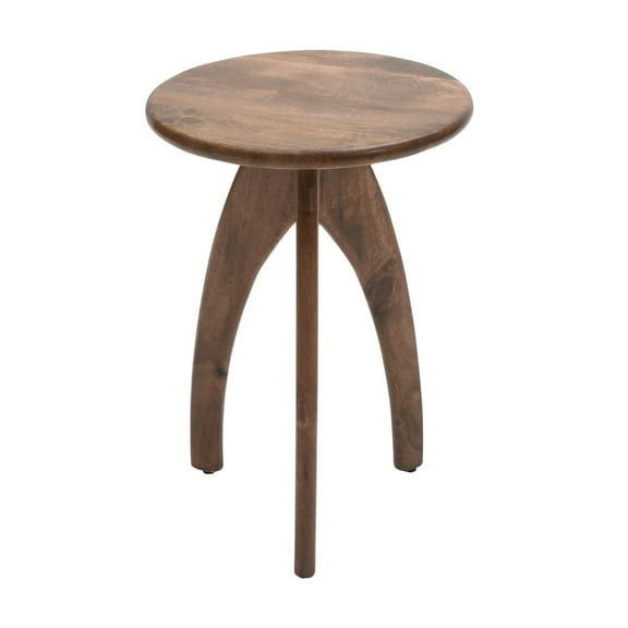 Jofran Aero Curved Space Age Round Mid-Century Modern Solid Wood Accent End Table