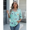 thumbnail image 6 of Zeagoo Shirts for Women 3/4 Sleeve Floral Blouses 2025 Fashion Summer Clothes Business Work Dress Shirts, 6 of 6