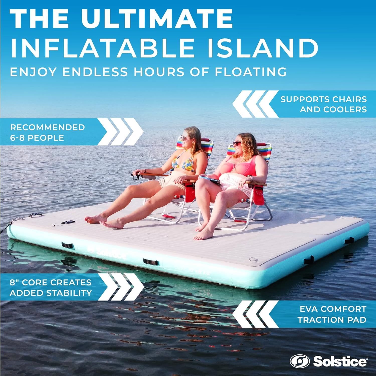 Swimline Inflatable Luxe Dock with Traction Pad and Ladder - 10' x 8'