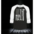 thumbnail image 2 of Shop4Ever Men's Mechanic Tool American Flag USA Raglan Baseball Shirt XX-Large Black/White, 2 of 4