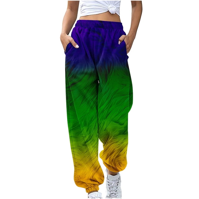 Dealovy Sweatpants for Women High Waisted Jogger Pants with Pockets Color Block Athletic Comfy Trackpants