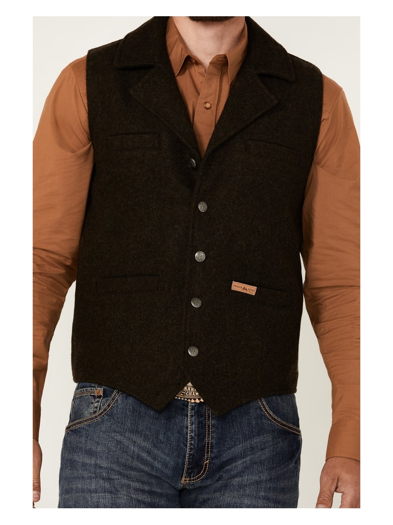 Panhandle Powder River Men's Montana Vest - Black Solid Wool Blend