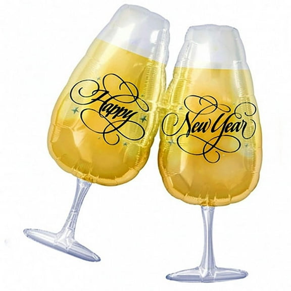 30 inch New Years Toasting Glasses Foil Mylar Balloon - Party Supplies Decorations