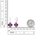thumbnail image 2 of Gem Stone King 925 Sterling Silver Blue Iolite and Pink Created Sapphire Dangle Earrings for Women (5.54 Cttw, Gemstone, Heart Shape 6MM), 2 of 3