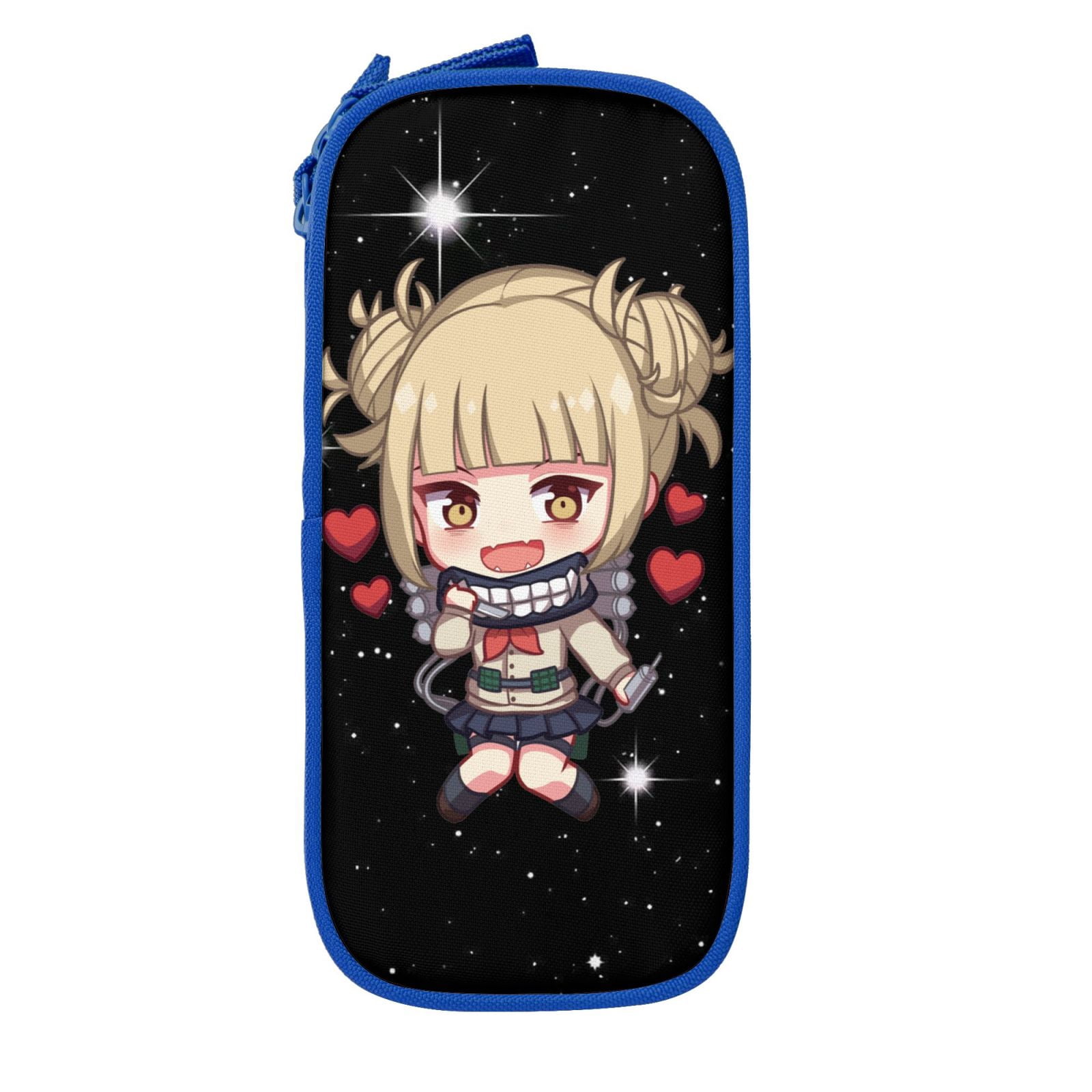 My Hero Academia Himiko Toga Pencil Case Large Capacity Pencil Pouch Pen Bag Office Stationery Organizer Travel Makeup Bag Blue