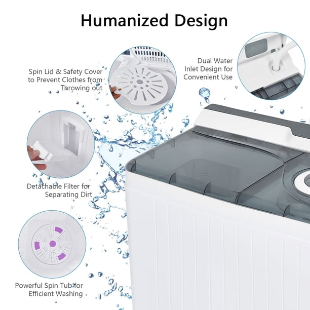 Gymax Portable Semi-automatic Washing Machine 26 lbs Twin Tub
