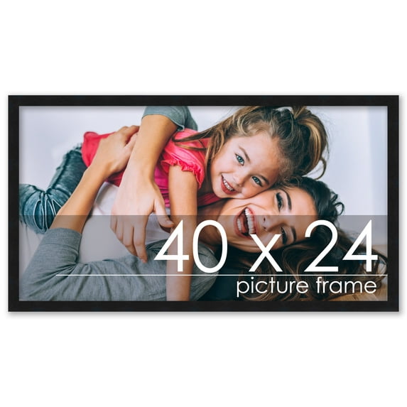 40x24 Contemporary Black Wood Picture Frame - UV Acrylic, Foam Board Backing, & Hanging Hardware Included!