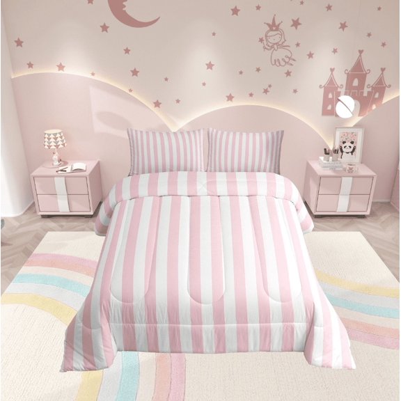 Erosebridal Teens Abstract Comforter Sets Twin Size, Pink Geometric Comforters & Duvets, Modern Fasgion Reversible Duvet Insert, Breathable Room Decoration, 2pcs