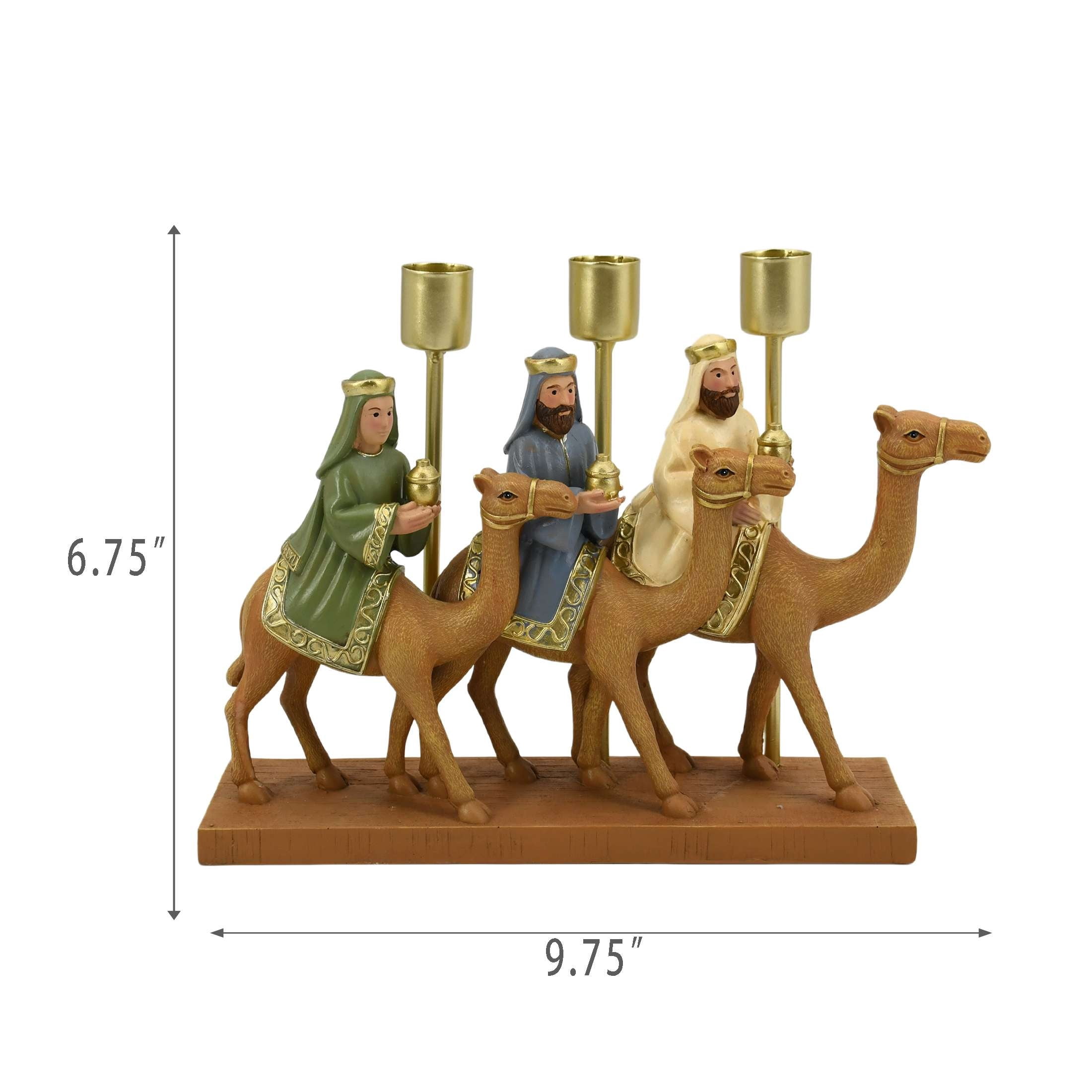Multicolor Resin Three Wise Men Christmas Taper Candle Holder, 8", by Holiday Time