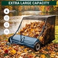 thumbnail image 2 of Senfot 50 Inch Extra Large Capacity Blue Carbon Steel Tow Behind Lawn Sweeper Detachable Storage Bag Towable Design for Lawn Grass Leaves Pine Needle Pickup, 2 of 7