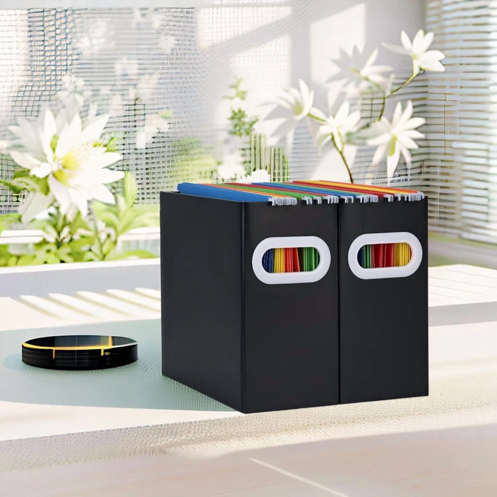 6-Pack Collapsible Hanging File Folder Box Letter Size Storage Organizer Black