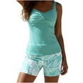 thumbnail image 2 of QUNYINEY Floral Tankini Bathing Suits for Women Two Piece Plus Size Tummy Control Open Back Swimsuits String Athletic with Shorts High Waisted Womens Swimsuit, 2 of 5