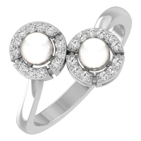 ARAIYA FINE JEWELRY 925 Sterling Silver Lab Grown Diamond and Pearl Halo Promise Ring (1/6 cttw, D-F Color, VS1 Clarity) Size 6.5