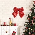thumbnail image 5 of KeirineCC 9.8 x 9.8 in Christmas Metallic Foil Fabric Bows Christmas Tree Bow Shiny Large Xmas Decorative Bows for Christmas Tree Wreath Garland Chair Holiday Ornament Decoration - Red, 5 of 6