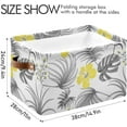 thumbnail image 3 of Foldable Storage Bins Gray Leaves Yellow Flowers Fabric Storage Baskets Collapsible Decorative Baskets Closet Organizer Bins with PU Handles for Shelves Home Closet Living Room-1Pack Decor Gifts, 3 of 7