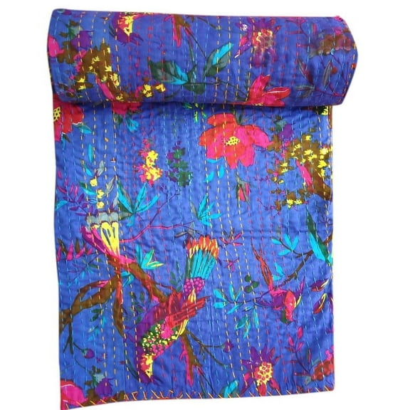 Handicraft Rajasthani Quilt Handmade Bed Cover Cotton Bedsheet Home Decor Kantha Coverlet