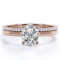 thumbnail image 1 of Juego de Anillos de Boda 1,75 Quilates JeenMata Corte Ovalado Chapado en Oro Rosa de 18 K sobre Plata, 1 of 6