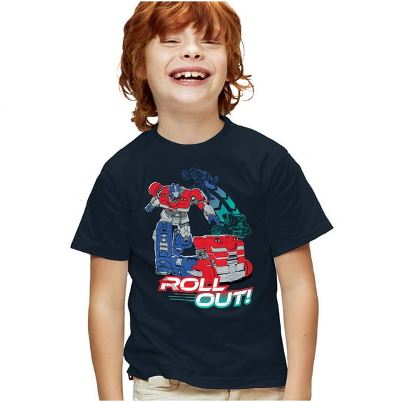 TRANSFORMERS ONE Optimus Roll Out Kids T Shirt for Youth Boys and Girls, Navy, Large