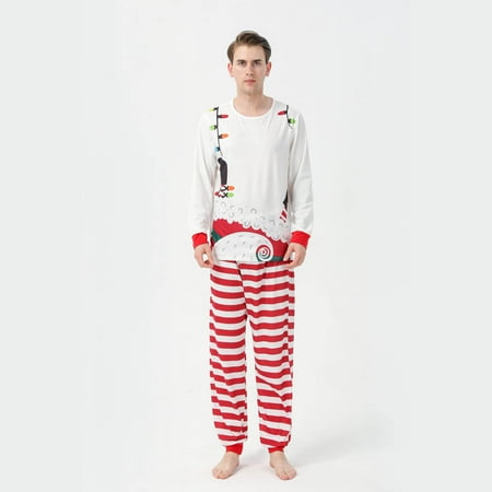 

Holiday Graphic New Christmas Printed Family European And American Pajama Suit Dad White S Y2Y