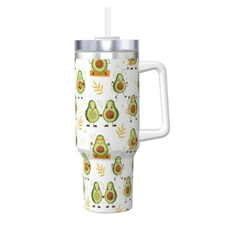 

Salouo Lovely Avocado for 40oz Water Bottle with Handle & Flip Straw - Stainless Steel Vacuum Insulated Tumbler-Reusable Travel Coffee Mug- Gifts for Women & Men