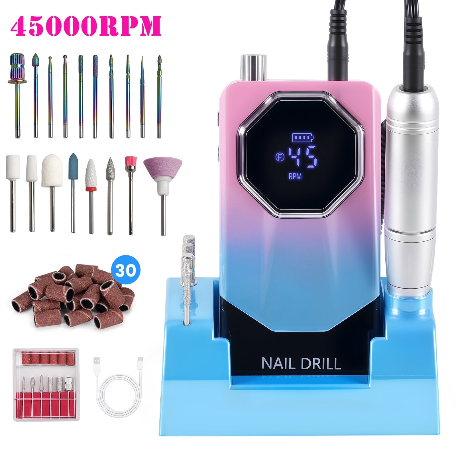 FETERVIC Professional Nail Drill Kit, 45000 RPM photo 1