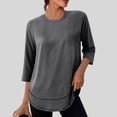 thumbnail image 2 of Women's Workout Shirts 3/4 Sleeve Loose Fit Tops Athletic Crewneck Gym Running Yoga Basic T-Shirt Gray XL, 2 of 6