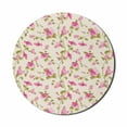 thumbnail image 1 of Floral Mouse Pad for Computers, Pattern of Blossoming Romantic Flowers with Leaves Vintage Garden Art, Round Non-Slip Thick Rubber Modern Mousepad, 8" Round, Eggshell Pink and Green, by Ambesonne, 1 of 2