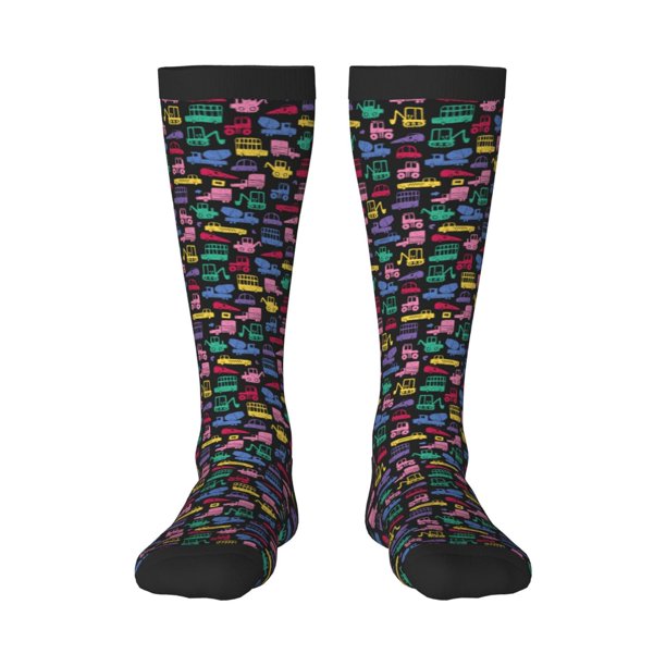 Balery Colorful Excavator Calcetines novedosos Calcetines deportivos Calcetines hasta la rodilla Calcetines de algodón Calcetines originales y geniales