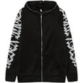thumbnail image 1 of Women's Rhinestone Spider Hoodie Y2K Full Zip Up Over Face vintage Jacket Pullover Aesthetics Oversized Sweatshirt, 1 of 3