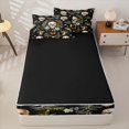 thumbnail image 4 of Homewish Spooky Skull Butterfly Zipper Full Size Comforter Sets with Fitted Sheet and 2 Pillowcases for Kids, Rustic Mushroom Botanical Zipper Bedding Set, Black Reversible, 4 Pieces, 4 of 6