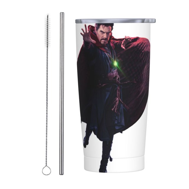 Taza de acero inoxidable con tapa de pajita de 20 oz de Doctor Strange, taza para automóvil, taza de café, taza con tapa adecuada para automóviles y oficinas, taza de acero inoxidable