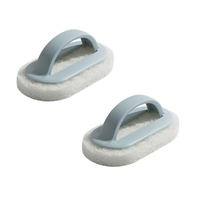 Oleegame 2PC Cleaning Brush Sponge Kitchen Pot Brush With Handle Reusable And Washable Eraser Cleaner Rust Removal Tool Sink Pot Dish Scrubber Bathroom Decontamination Cleaning Brush Blue