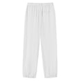 thumbnail image 6 of ClodeEU Women's Elastic Waist Linen Blend Capri Pants,Loose Fit Cropped Trousers with Pockets for Summer White,Women's Plus L, 6 of 8