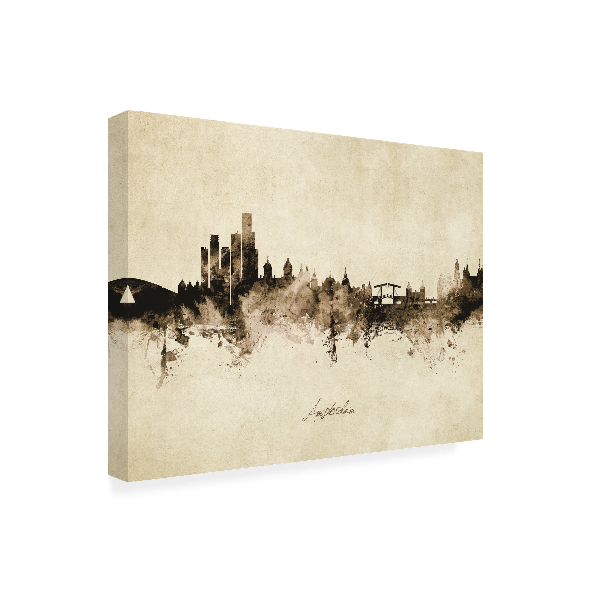 Michael Tompsett 'Amsterdam The Netherlands Skyline Vintage' Canvas Art