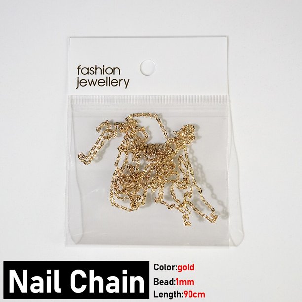 Cadena de cuentas para uñas de 0,8mm/1,0mm, oro rosa, plata, piedra de duendecillo, accesorio para decoración de uñas, cadena de bolas de acero y Metal, joyería para decoración de uñas Tan Jianjun unisex