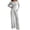 A Gray, variant on Women's One Shoulder Pit Knitted Set - Long Sleeve Slimming Top, High Waist Wide Leg Pants, Casual Two Piece Set Gray Xxl