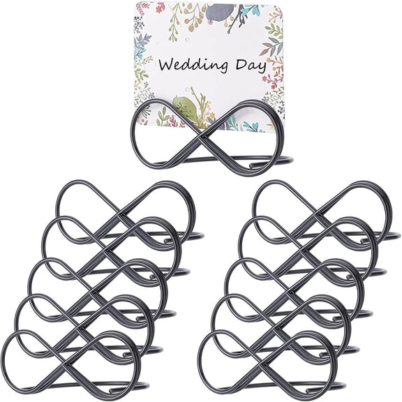 10pc Iron Place Card Holder for Home Birthday Party Wedding Decorations Electrophoresis Black 64~74x57.5x27mm