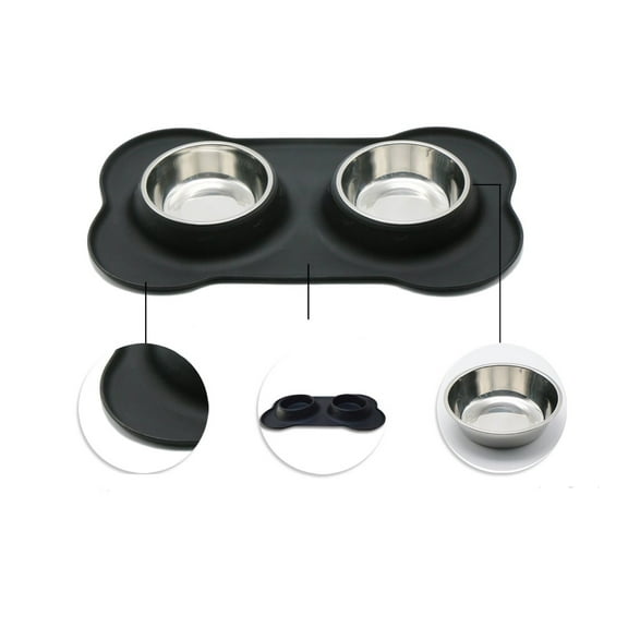 Peroptimist Dog Bowls Stainless Steel Water and Food Feeder with Non Spill Skid Resistant Mat for Pets Puppy Small Medium Dogs, Dog Bowl S