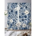 thumbnail image 2 of Navy Blue White Peony Sheer Curtains for Living Room Bedroom Vintage Floral Blossom Sheer Curtains 96 Inch Long 2 Panels Set Light Filtering Curtain Window Treatments Drapes for Dining Room, 2 of 6