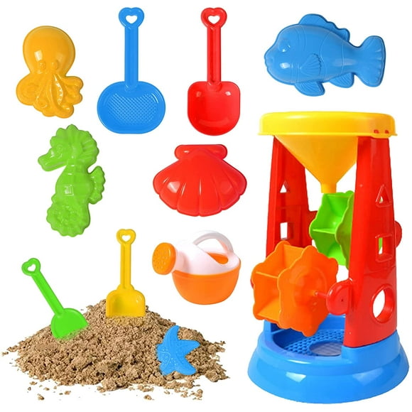 Ensemble de Jouets de Sable de 11 Pcs, Seau pour Bac à Sable, Ensemble de Jouets de Plage pour Sable, Jouet de Plage pour Tout-Petits, Jouet pour Bac à Sable, Jouet de Plage pour Enfants, Jouet pour Bac à Sable, Comprend un Sablier(A)