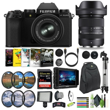 FUJIFILM X-S20 Mirrorless Camera With 15-45mm + Sigma 18-50mm f/2.8 DC DN Contemporary Lens