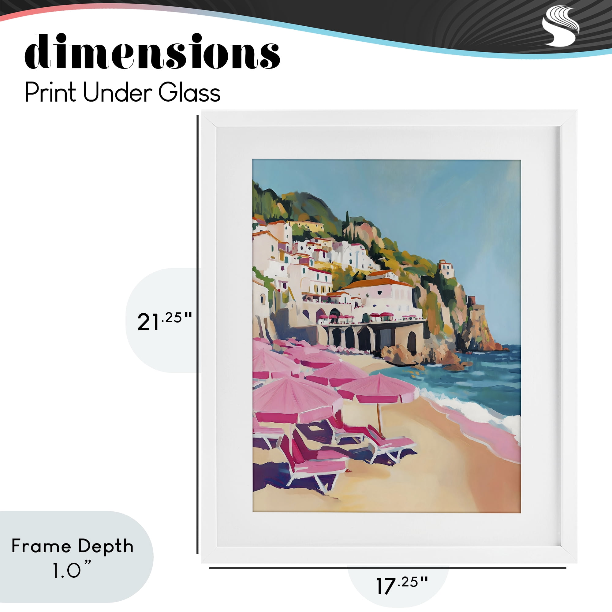 Stupell Industries Pink Beach Chairs on Shoreline White Framed Print Under Glass, design by The Prints Vibe