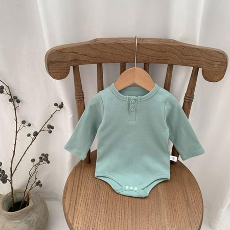 

OQC Baby Unisex Solid Color Round Neck Long Sleeves Rompers Jumpsuit