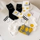 thumbnail image 3 of Calcetines Smiley para mujer, de algodón, de longitud media, de rayas, estilo universitario, de barril largo, para otoño, para deportes, medias, 3 of 5